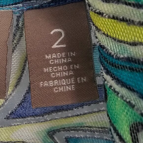 Chico's Jacket Blue Green Abstract Artsy Burnout Open Psychedelic Shacket 2 (L) - Picture 11 of 14